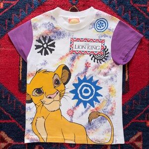 Vintage Disney The Lion King Simba All Over Print Single Stitch Kids T-Shirt